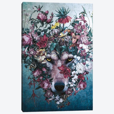 Flower Wolf II Canvas Print #PEK215} by Riza Peker Canvas Art Print