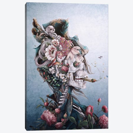 Floral Skull II Canvas Print #PEK236} by Riza Peker Art Print