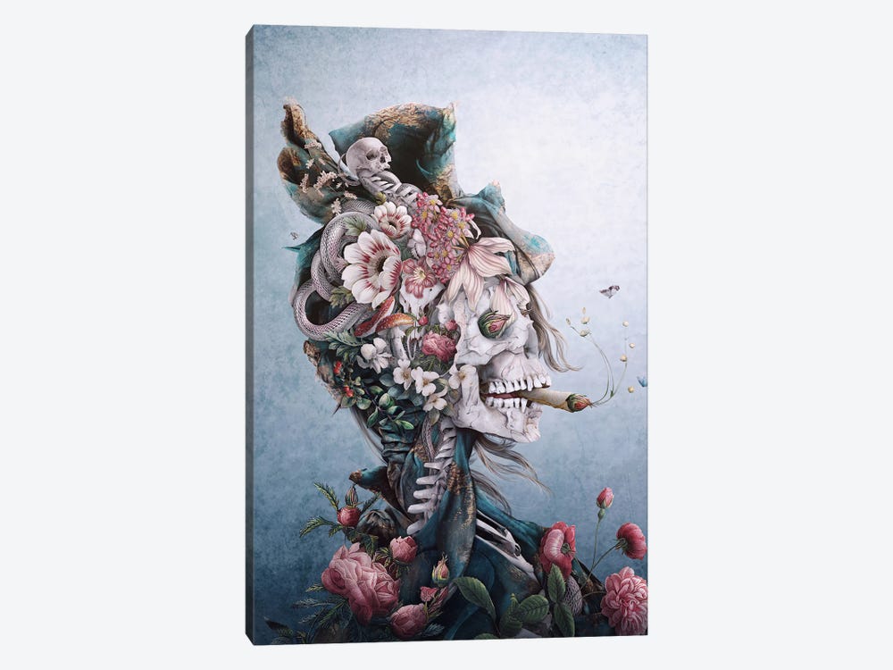 Floral Skull II by Riza Peker 1-piece Canvas Print
