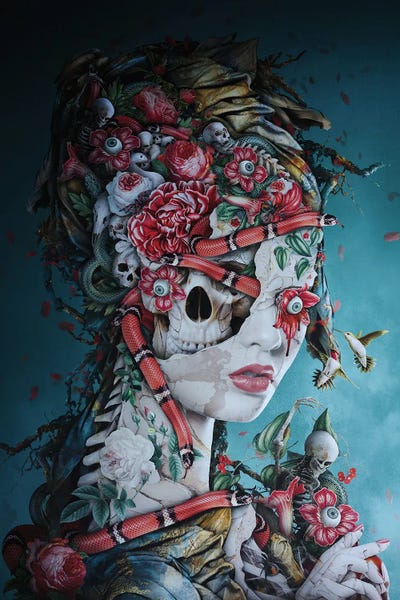 Captured By Snakes by Riza Peker framed canvas print