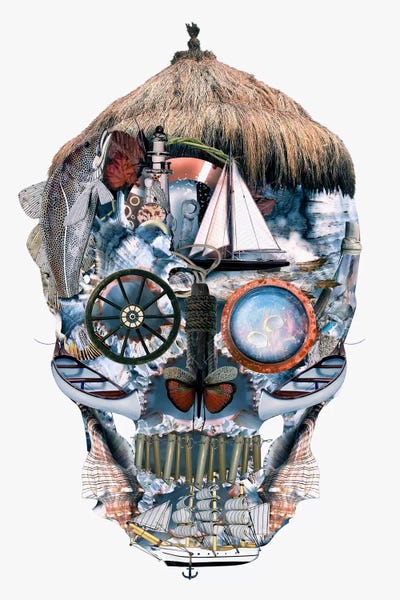 Oceanic Skull by Riza Peker multi panel art