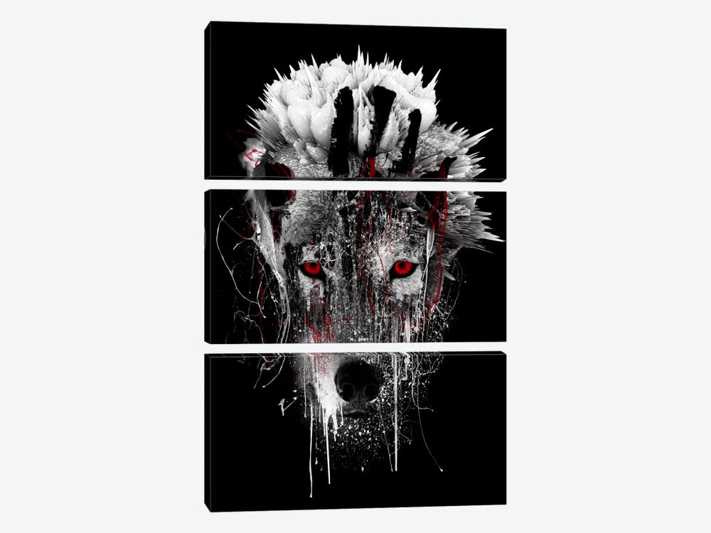 Red-Eyed Wolf by Riza Peker 3-piece Canvas Wall Art