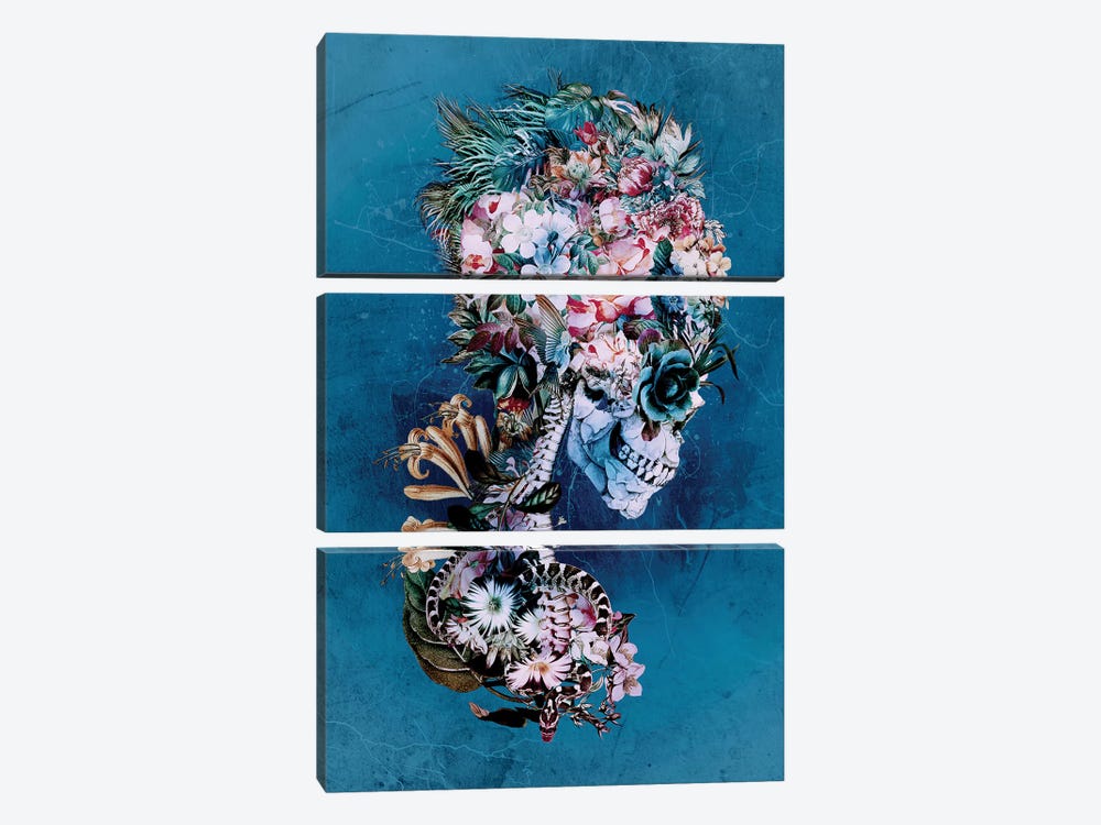 Floral Skull RP by Riza Peker 3-piece Canvas Art Print