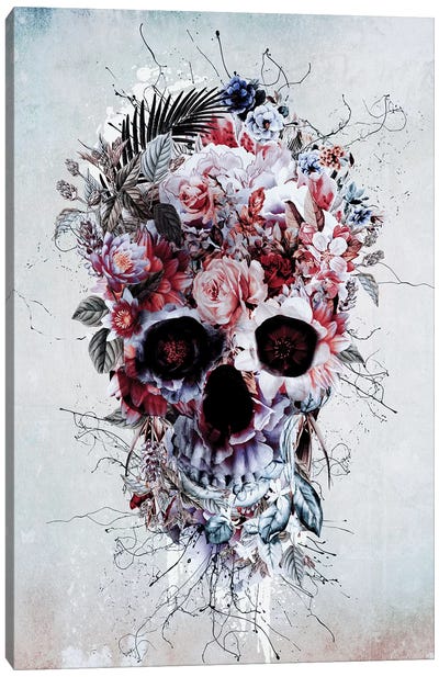 Floral Skull RPE Canvas Art Print - Riza Peker