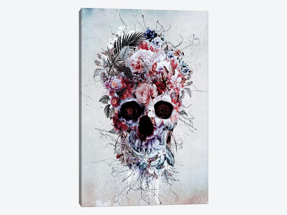 Floral Skull RPE by Riza Peker 1-piece Canvas Artwork