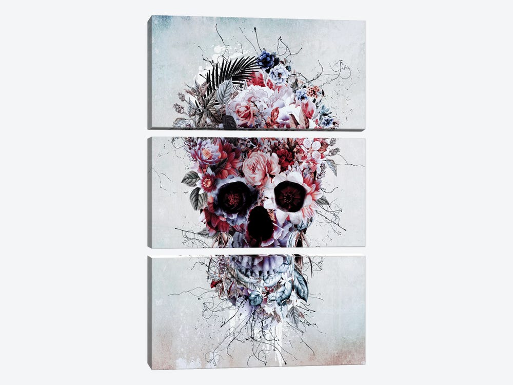 Floral Skull RPE by Riza Peker 3-piece Canvas Wall Art