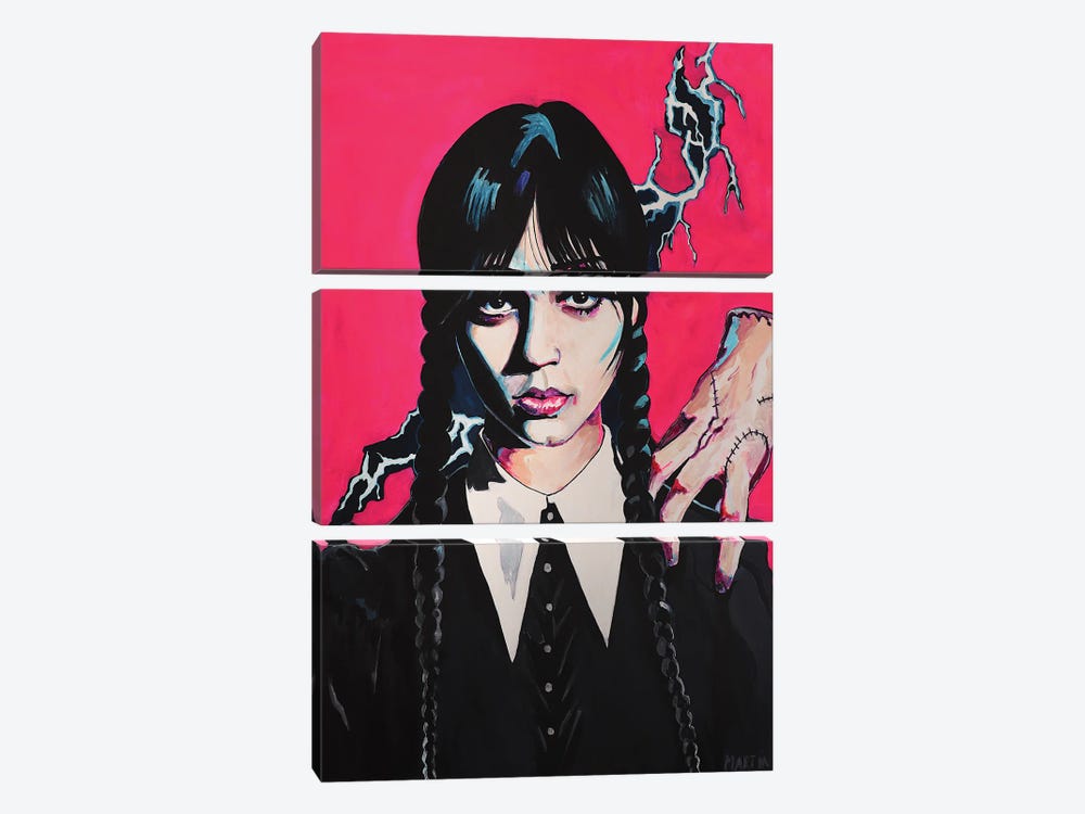 Wednesday Addams Pink Edition by Peter Martin 3-piece Canvas Print