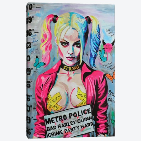 Harley Quinn Canvas Print #PEM121} by Peter Martin Canvas Wall Art