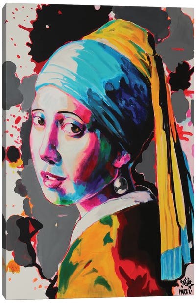 Girl With Pearl Earring Canvas Art Print - Girl with a Pearl Earring Reimagined
