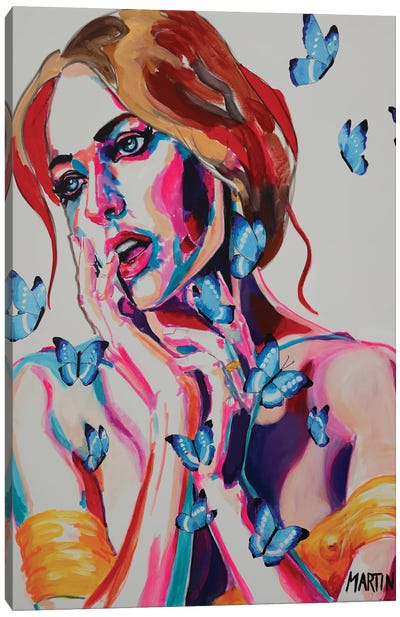 Woman With Butterflies Canvas Art Print - Peter Martin