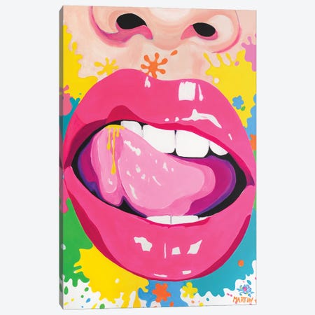 Pink Lips Canvas Print #PEM74} by Peter Martin Canvas Artwork