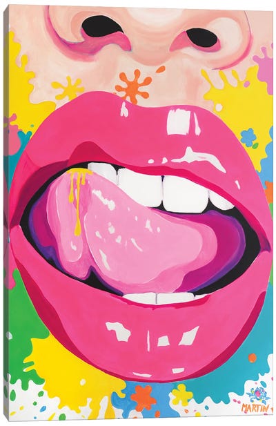 Pink Lips Canvas Art Print - Peter Martin