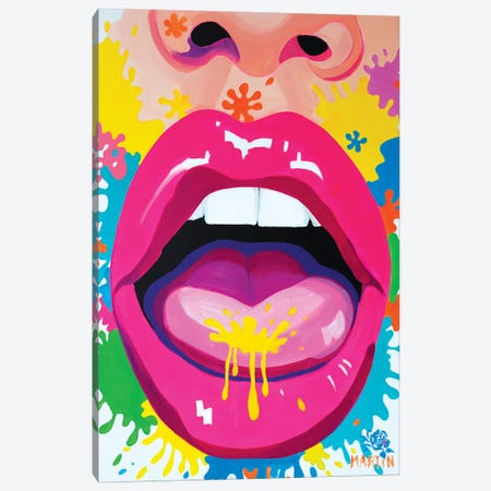 Colorful Kiss Canvas Print #PEM82} by Peter Martin Canvas Artwork