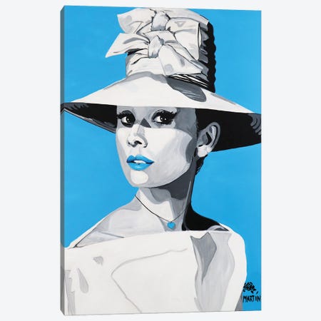 Audrey Hepburn Blue Canvas Print #PEM87} by Peter Martin Canvas Art Print