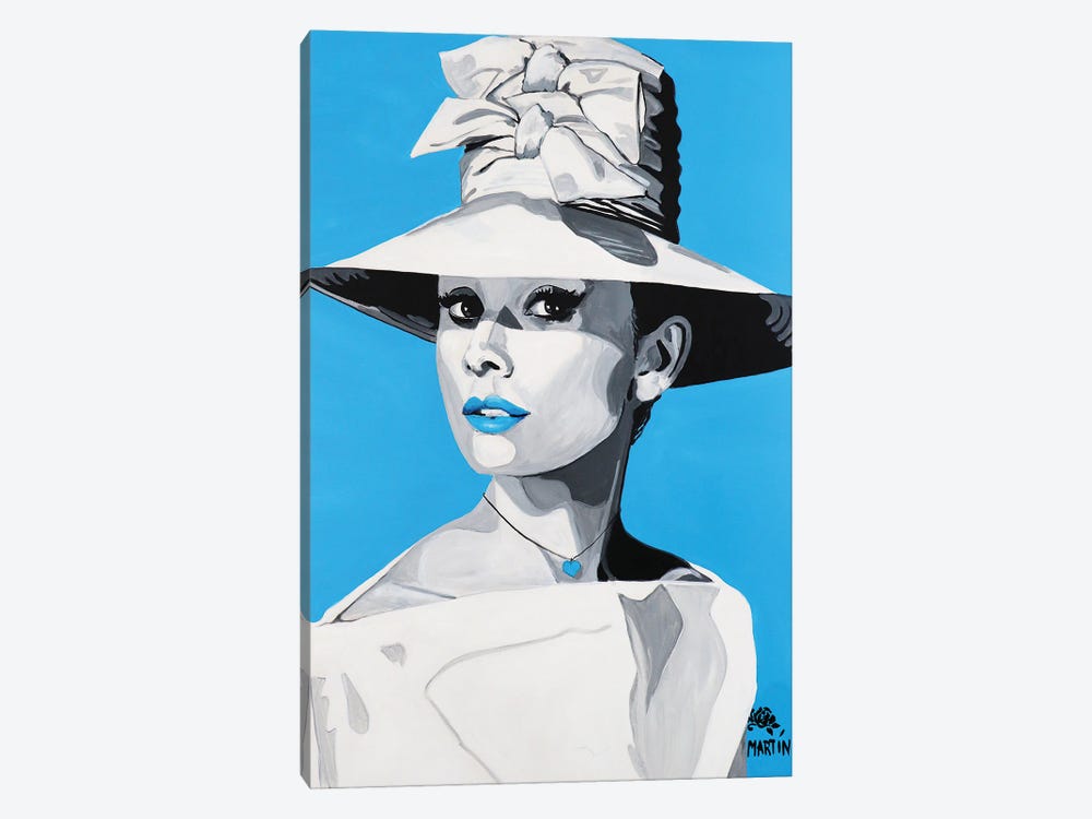 Audrey Hepburn Blue by Peter Martin 1-piece Canvas Wall Art