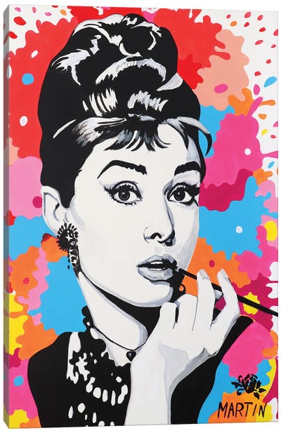 Audrey Hepburn II Canvas Art Print - Smoking Art