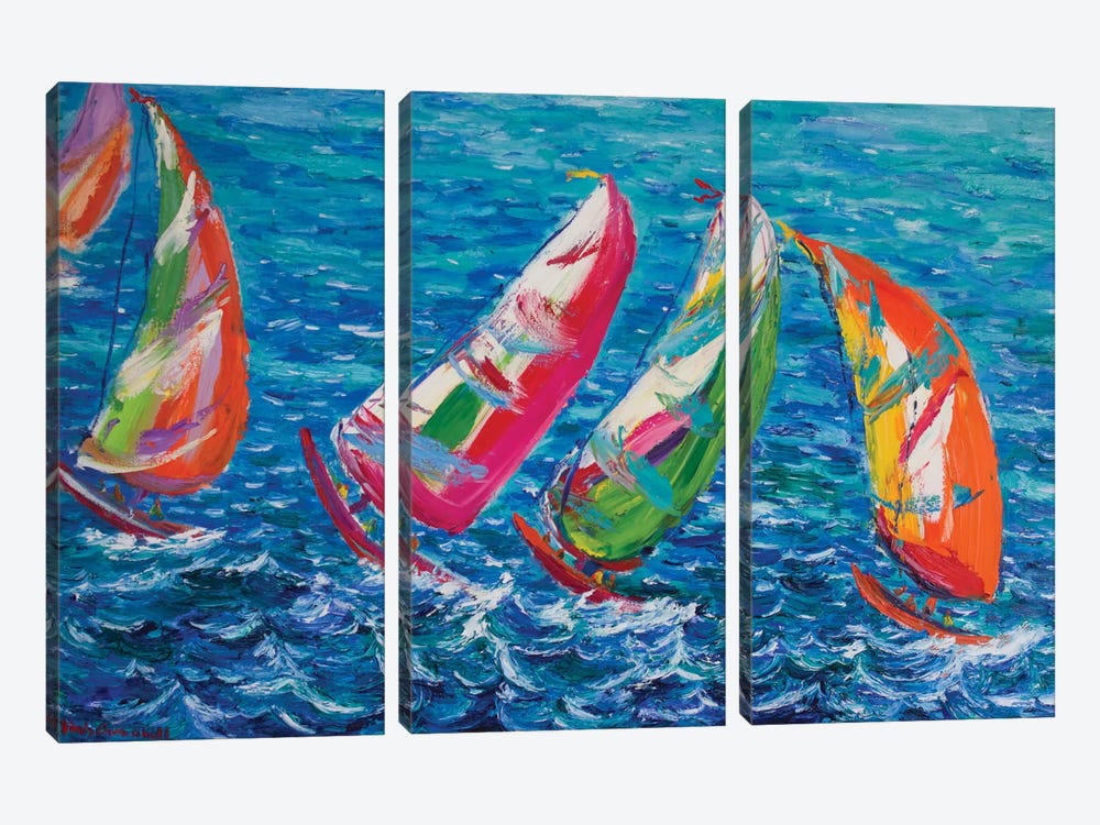 The America`s Cup, Vale by Peris Carbonell 3-piece Canvas Print