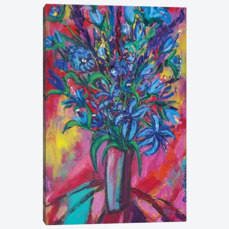 Blue Flowers Canvas Print #PER35} by Peris Carbonell Art Print