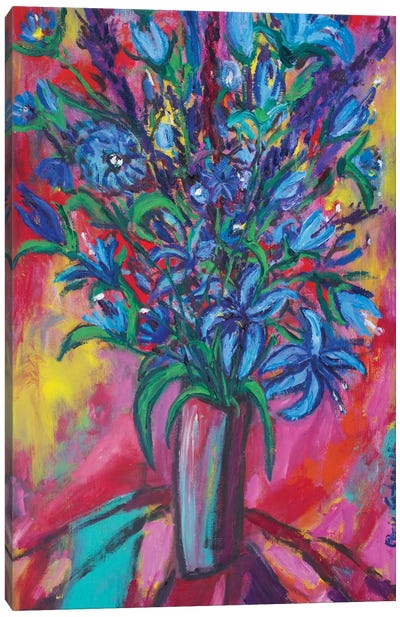 Blue Flowers Canvas Art Print - Peris Carbonell