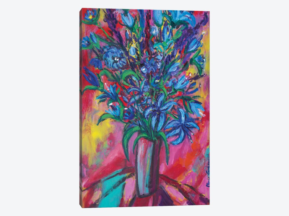 Blue Flowers by Peris Carbonell 1-piece Canvas Wall Art
