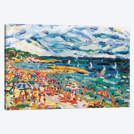 Bathers In The Beach Of Sete, France Canvas Print #PER3} by Peris Carbonell Canvas Art