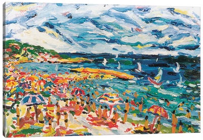 Bathers In The Beach Of Sete, France Canvas Art Print