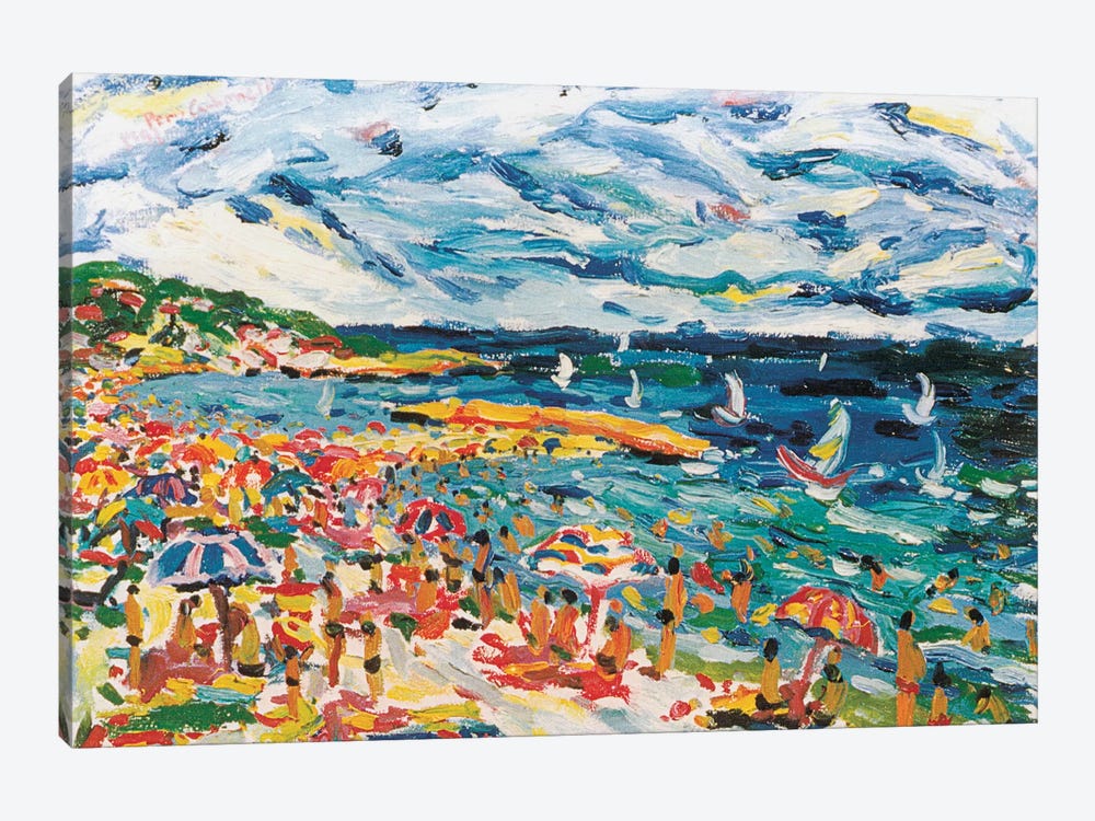 Bathers In The Beach Of Sete, France by Peris Carbonell 1-piece Canvas Artwork