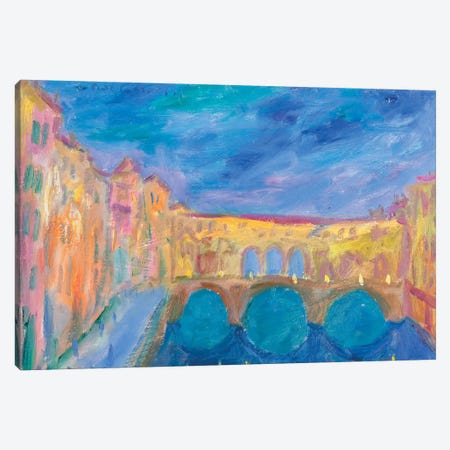 Evening In The Ponte Vecchio Canvas Print #PER42} by Peris Carbonell Canvas Art Print