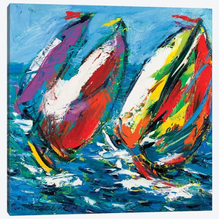 Four Sailboats Canvas Print #PER54} by Peris Carbonell Canvas Art Print