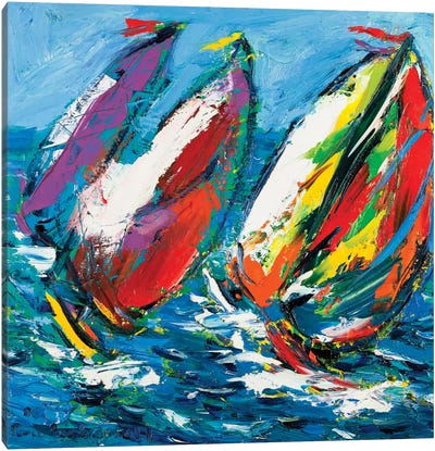 Four Sailboats Canvas Art Print - Peris Carbonell