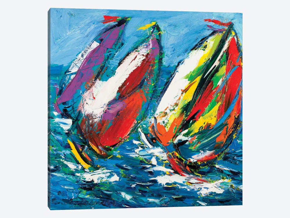 Four Sailboats by Peris Carbonell 1-piece Canvas Print