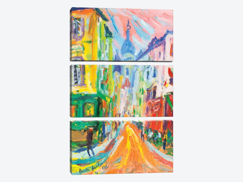 Montmartre And La Sacre Coeur, Paris by Peris Carbonell 3-piece Canvas Print