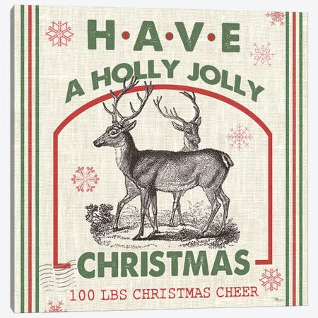 Have A Holly Jolly Christmas I Canvas Print #PES12} by Pela Studio Art Print