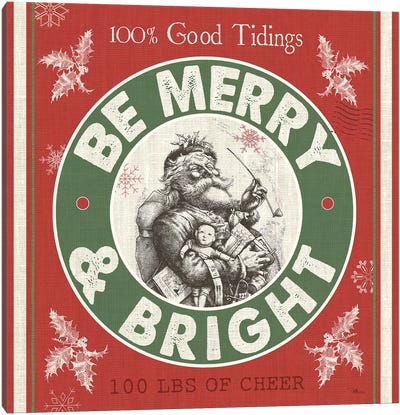 Be Merry & Bright II Canvas Art Print - Vintage Christmas Décor