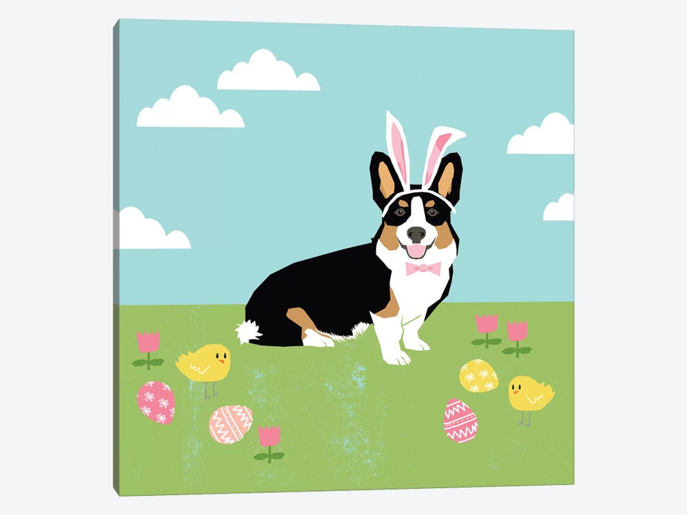Corgi Tricolored Easter by Pet Friendly 1-piece Canvas Art Print