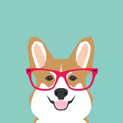 Corgi Glasses by Pet Friendly metal wall art