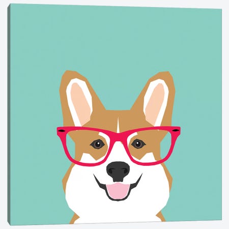 Corgi Glasses Canvas Print #PET101} by Pet Friendly Canvas Art Print
