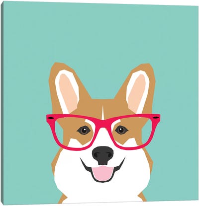 Corgi Glasses Canvas Art Print - Pet Friendly