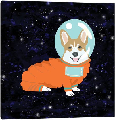 Corgi Tan Spacedog Canvas Art Print - Corgi Art