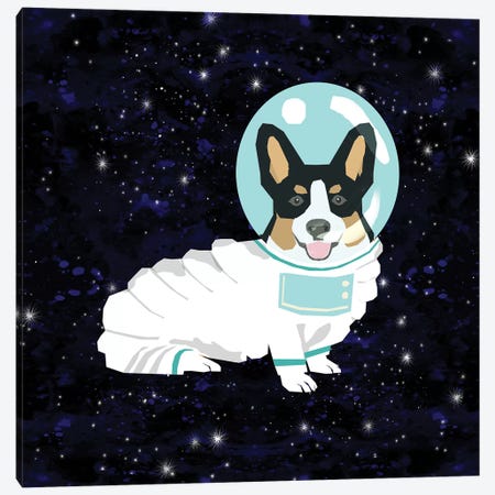 Corgi Tricolored Spacedog Canvas Print #PET105} by Pet Friendly Canvas Wall Art