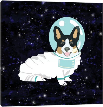 Corgi Tricolored Spacedog Canvas Art Print - Pet Friendly