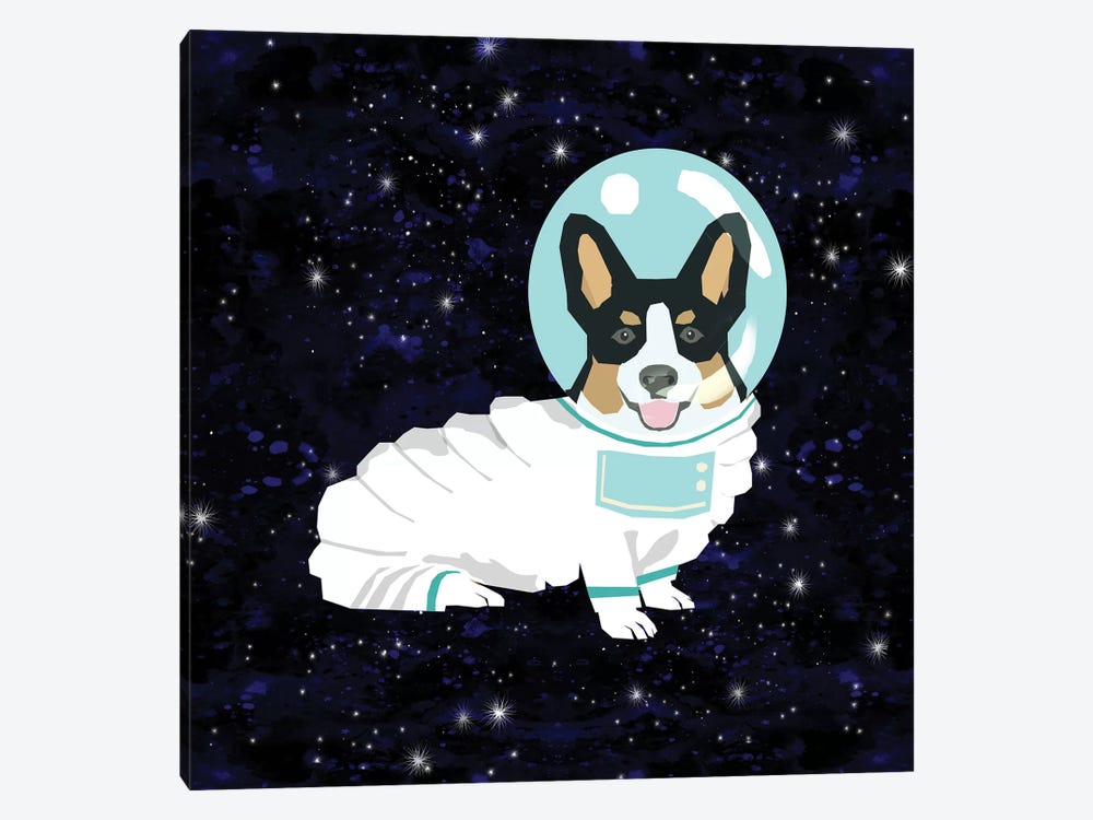Corgi Tricolored Spacedog by Pet Friendly 1-piece Canvas Wall Art