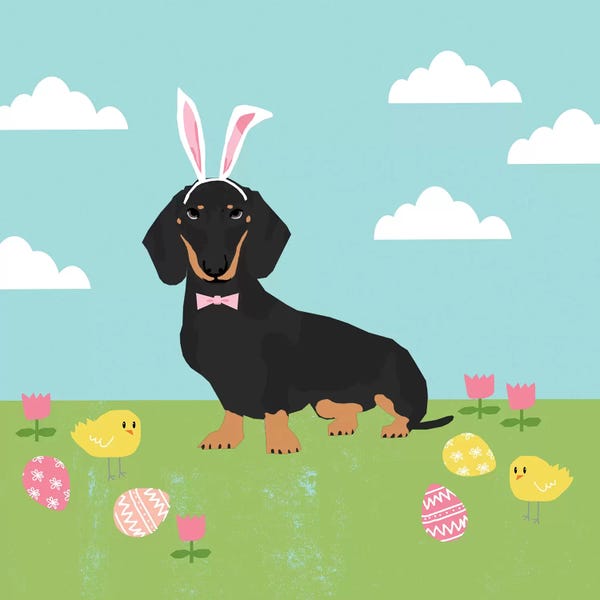 Dachshunds: Dachshund Black And Tan Easter  by Pet Friendly