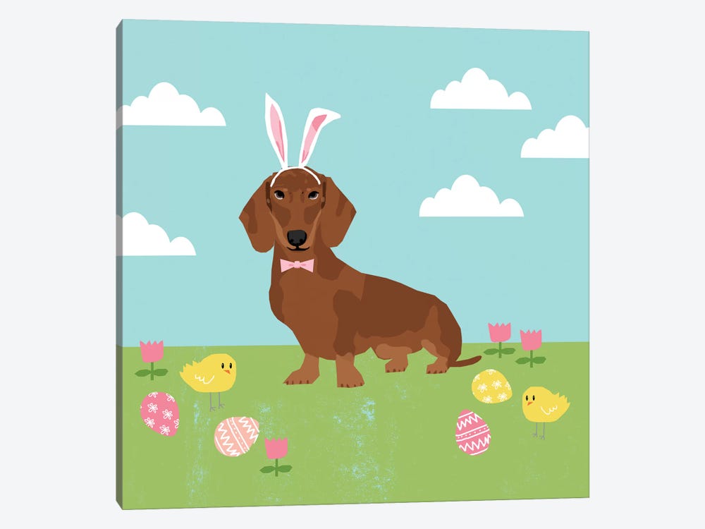 Dachshund Red Easter  by Pet Friendly 1-piece Canvas Art