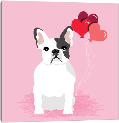 French Bulldog Love Balloons Canvas Art Print - French Bulldog Art