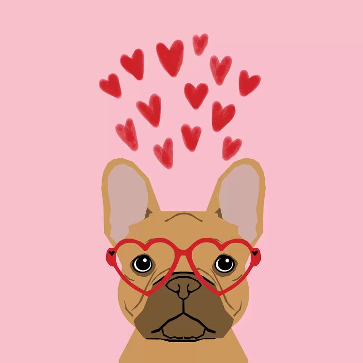 French Bulldog Love Glasses by Pet Friendly wall art