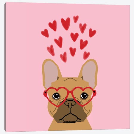 French Bulldog Love Glasses Canvas Print #PET112} by Pet Friendly Canvas Art
