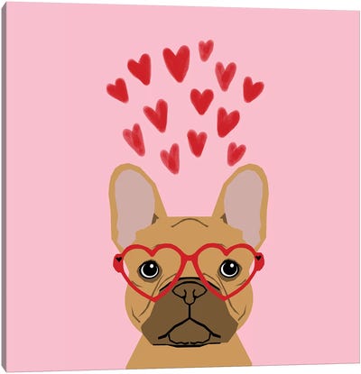 French Bulldog Love Glasses Canvas Art Print - Pet Friendly