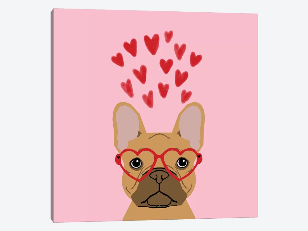 French Bulldog Love Glasses by Pet Friendly 1-piece Canvas Artwork