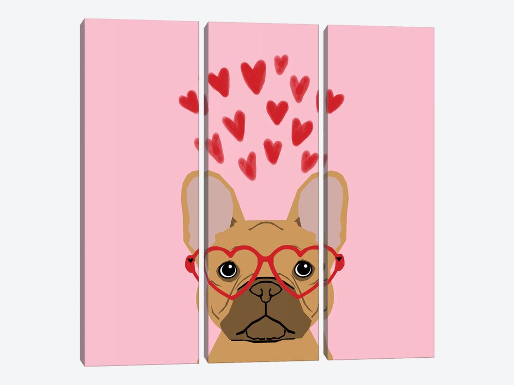 French Bulldog Love Glasses by Pet Friendly 3-piece Canvas Art